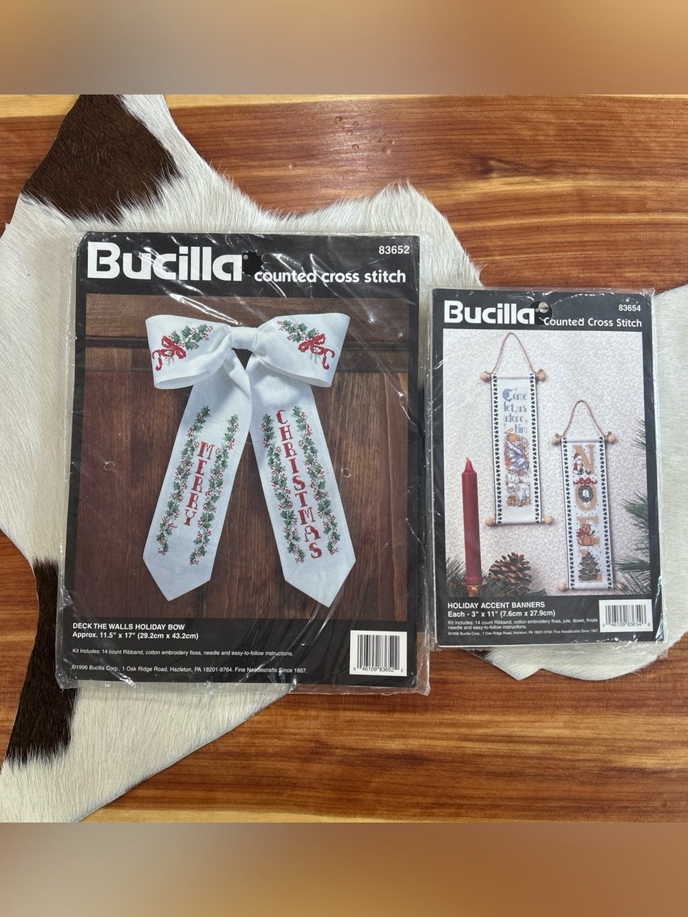 Bucilla Counted Cross Stitch Kit 83654 83652 Holiday Banners Bow